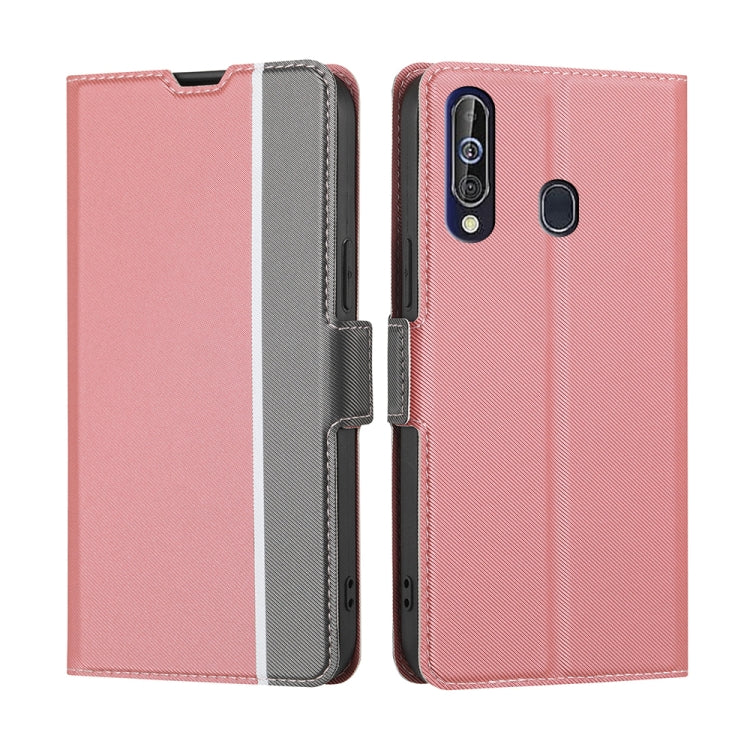 For Samsung Galaxy A60 Twill Texture Side Button Leather Phone Case
