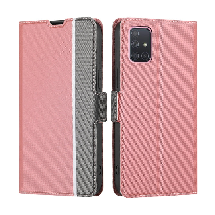 For Samsung Galaxy A71 Twill Texture Side Button Leather Phone Case