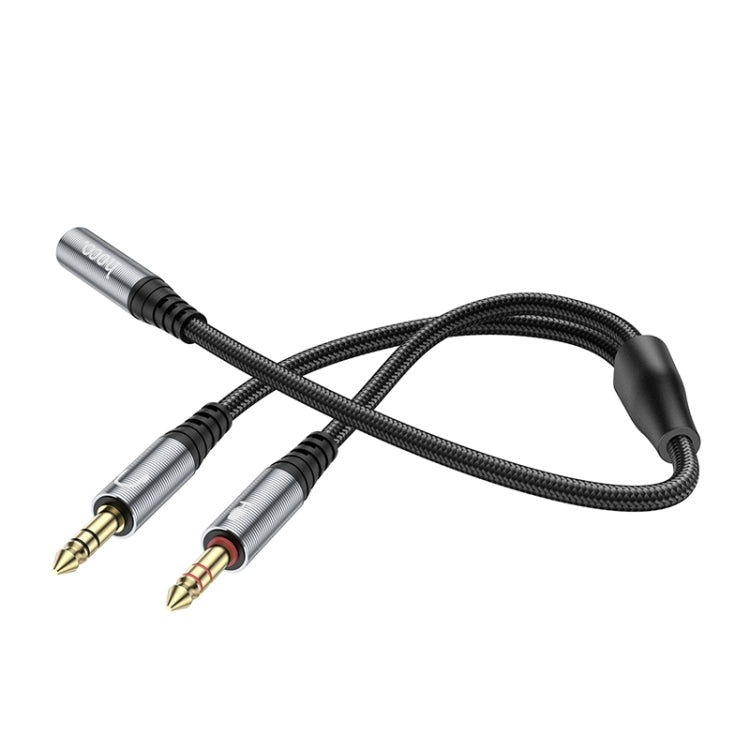 hoco UPA21 2 in 1 3.5mm Female to 2 x Male Headset Audio Adapter Cable(Metal Grey)
