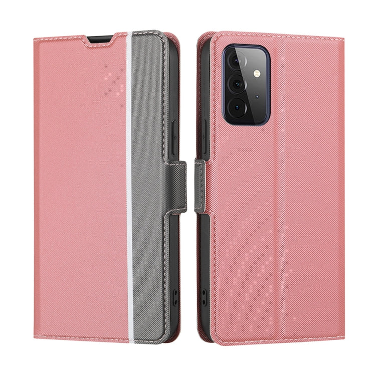 For Samsung Galaxy A72 Twill Texture Side Button Leather Phone Case