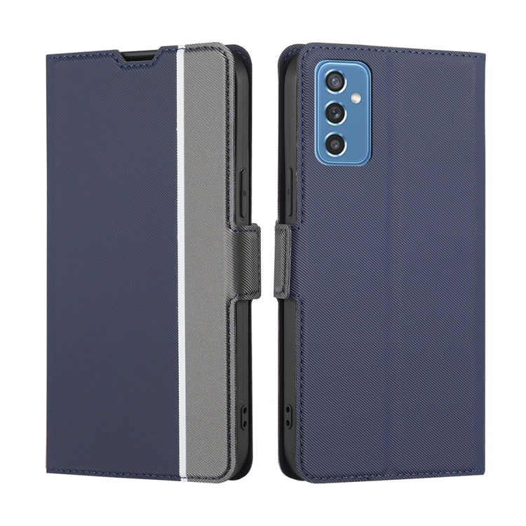 For Samsung Galaxy M52 5G Twill Texture Side Button Leather Phone Case