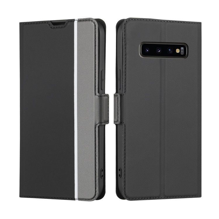 For Samsung Galaxy S10+ Twill Texture Side Button Leather Phone Case