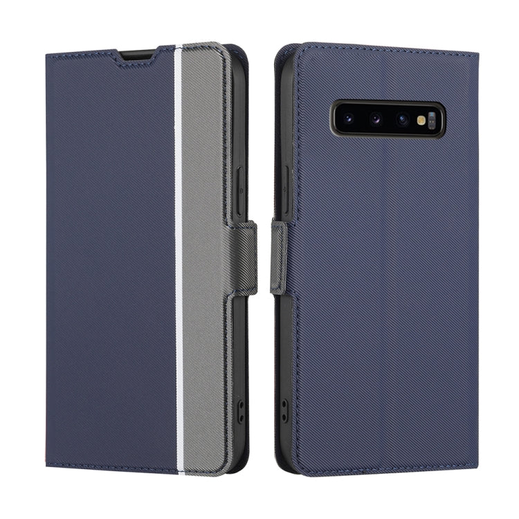 For Samsung Galaxy S10+ Twill Texture Side Button Leather Phone Case