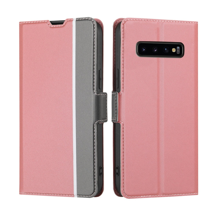 For Samsung Galaxy S10+ Twill Texture Side Button Leather Phone Case