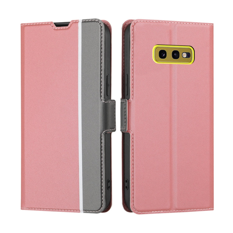 For Samsung Galaxy S10e Twill Texture Side Button Leather Phone Case