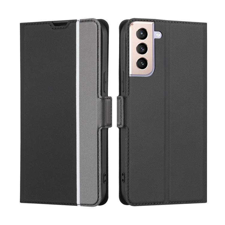 For Samsung Galaxy S21 5G Twill Texture Side Button Leather Phone Case
