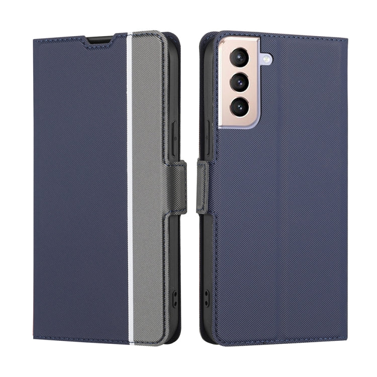 For Samsung Galaxy S21 5G Twill Texture Side Button Leather Phone Case