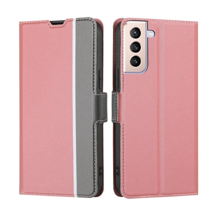 For Samsung Galaxy S21 5G Twill Texture Side Button Leather Phone Case