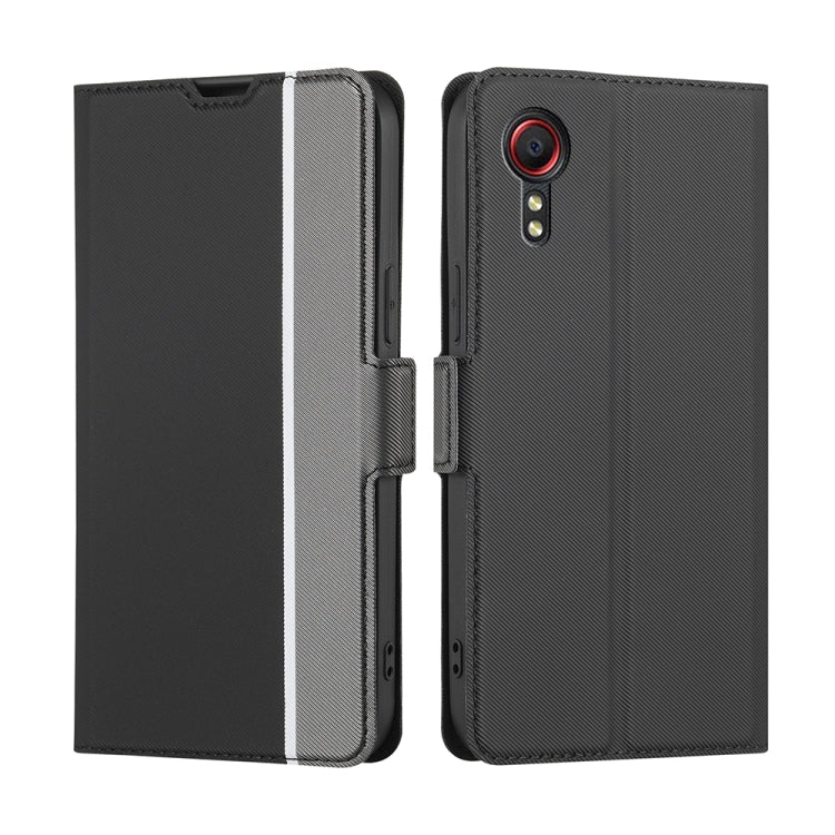 For Samsung Galaxy Xcover 5 Twill Texture Side Button Leather Phone Case
