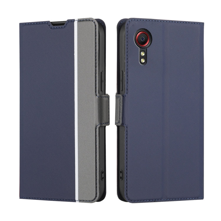 For Samsung Galaxy Xcover 5 Twill Texture Side Button Leather Phone Case