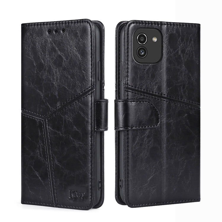 For Samsung Galaxy A03 EU Geometric Stitching Horizontal Flip TPU + PU Leather Phone Case