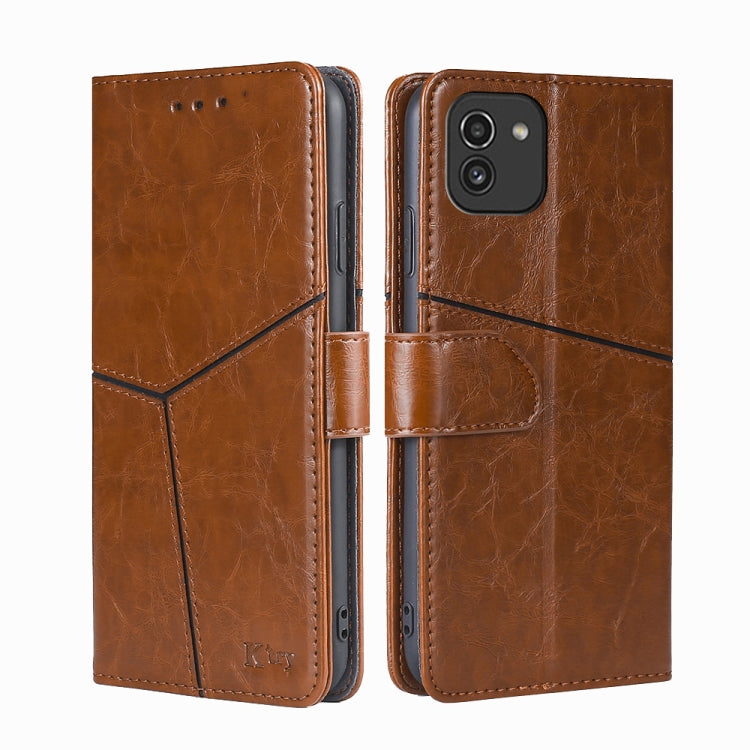 For Samsung Galaxy A03 EU Geometric Stitching Horizontal Flip TPU + PU Leather Phone Case