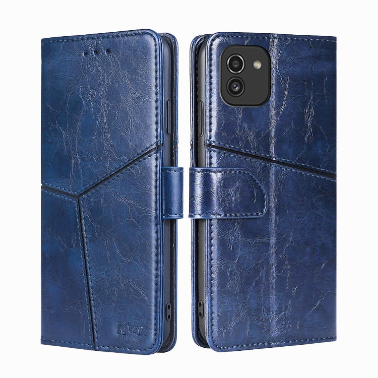 For Samsung Galaxy A03 EU Geometric Stitching Horizontal Flip TPU + PU Leather Phone Case