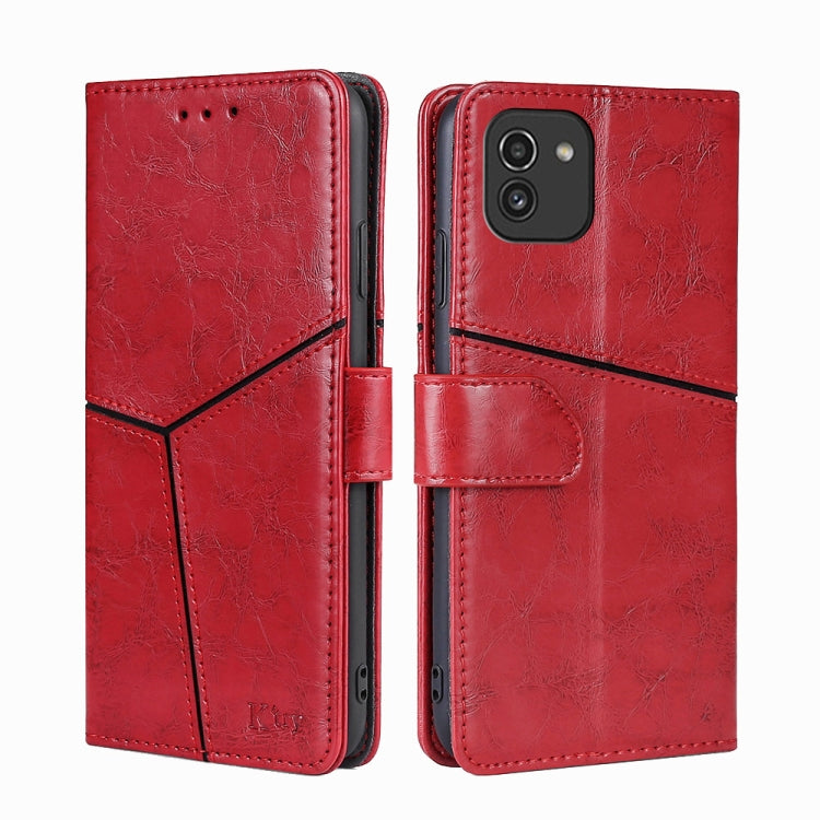 For Samsung Galaxy A03 EU Geometric Stitching Horizontal Flip TPU + PU Leather Phone Case