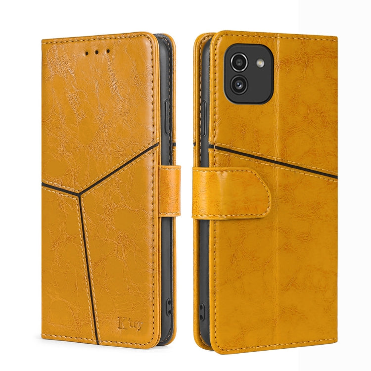 For Samsung Galaxy A03 EU Geometric Stitching Horizontal Flip TPU + PU Leather Phone Case