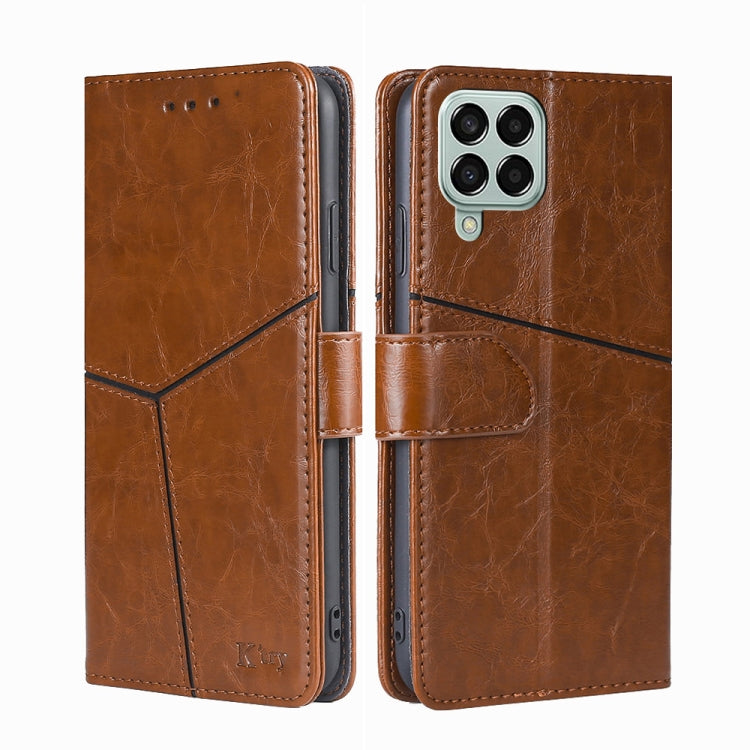 For Samsung Galaxy M33 5G Geometric Stitching Horizontal Flip TPU + PU Leather Phone Case