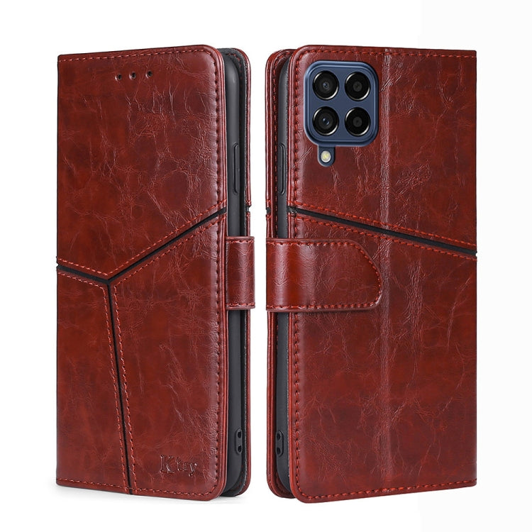 For Samsung Galaxy M53 5G Geometric Stitching Horizontal Flip TPU + PU Leather Phone Case