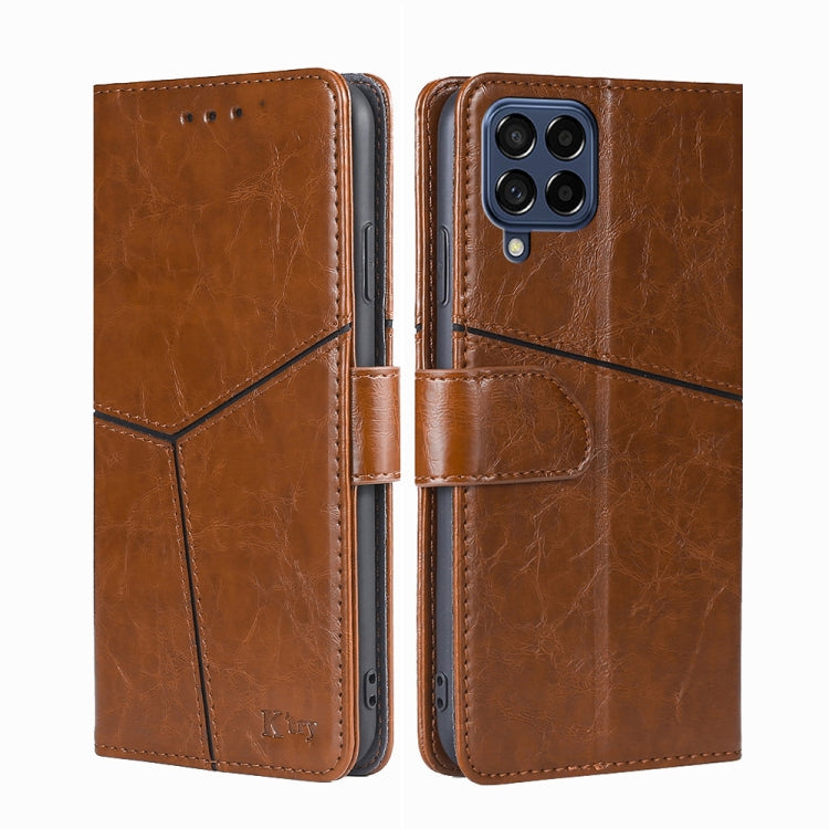 For Samsung Galaxy M53 5G Geometric Stitching Horizontal Flip TPU + PU Leather Phone Case