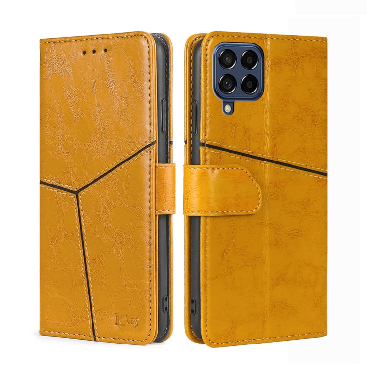 For Samsung Galaxy M53 5G Geometric Stitching Horizontal Flip TPU + PU Leather Phone Case