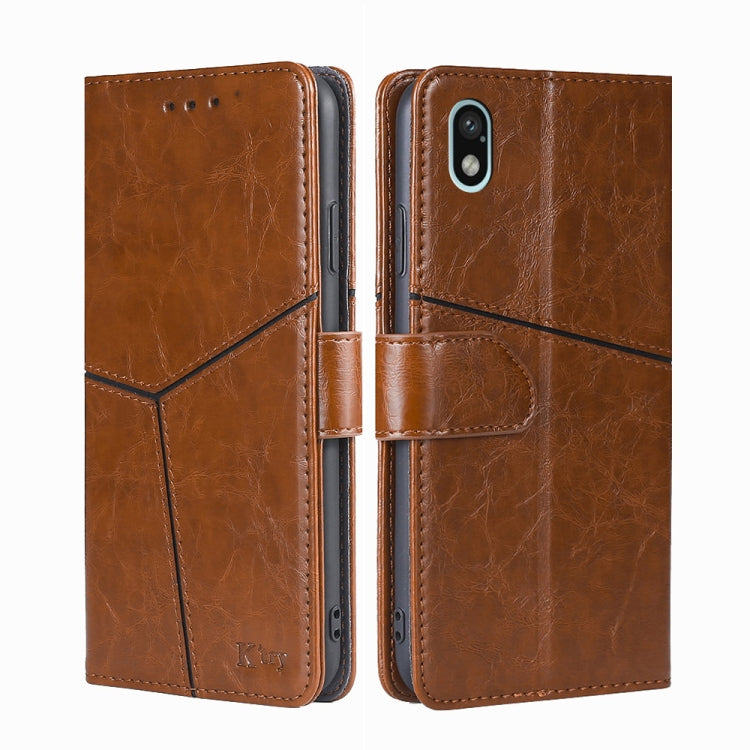For Sony Xperia Ace III Geometric Stitching Horizontal Flip TPU + PU Leather Phone Case