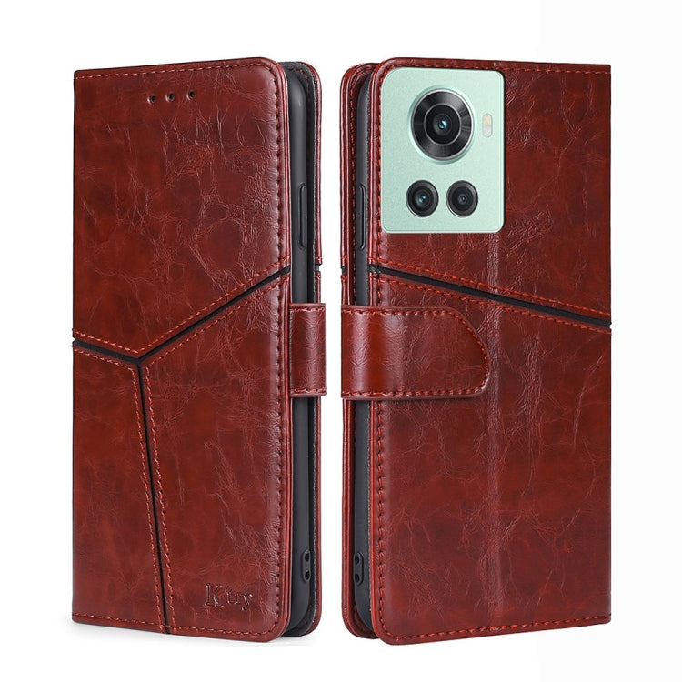 For OnePlus Ace/10R Geometric Stitching Horizontal Flip TPU + PU Leather Phone Case