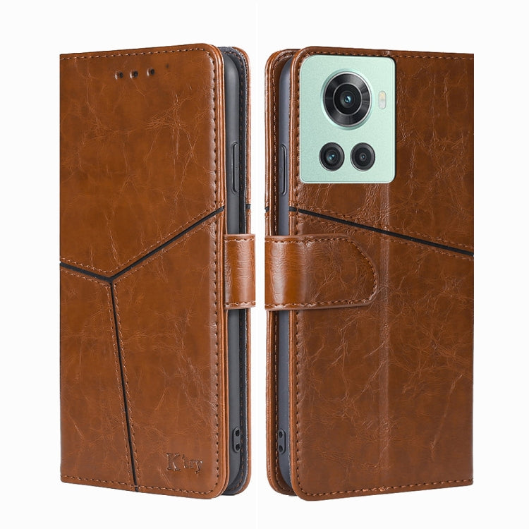 For OnePlus Ace/10R Geometric Stitching Horizontal Flip TPU + PU Leather Phone Case