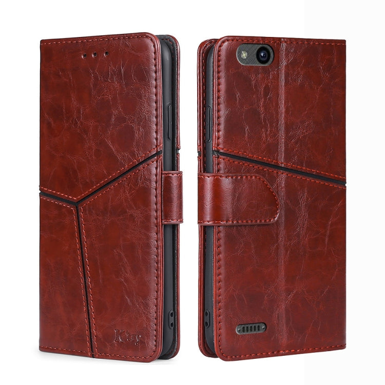 For ZTE Tempo X Geometric Stitching Horizontal Flip TPU + PU Leather Phone Case