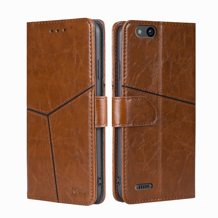 For ZTE Tempo X Geometric Stitching Horizontal Flip TPU + PU Leather Phone Case