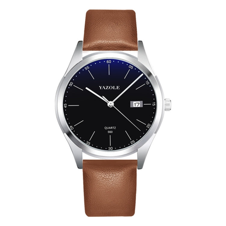 YAZOLE 560 Leather Strap Quartz Movement Waterproof Men Watch