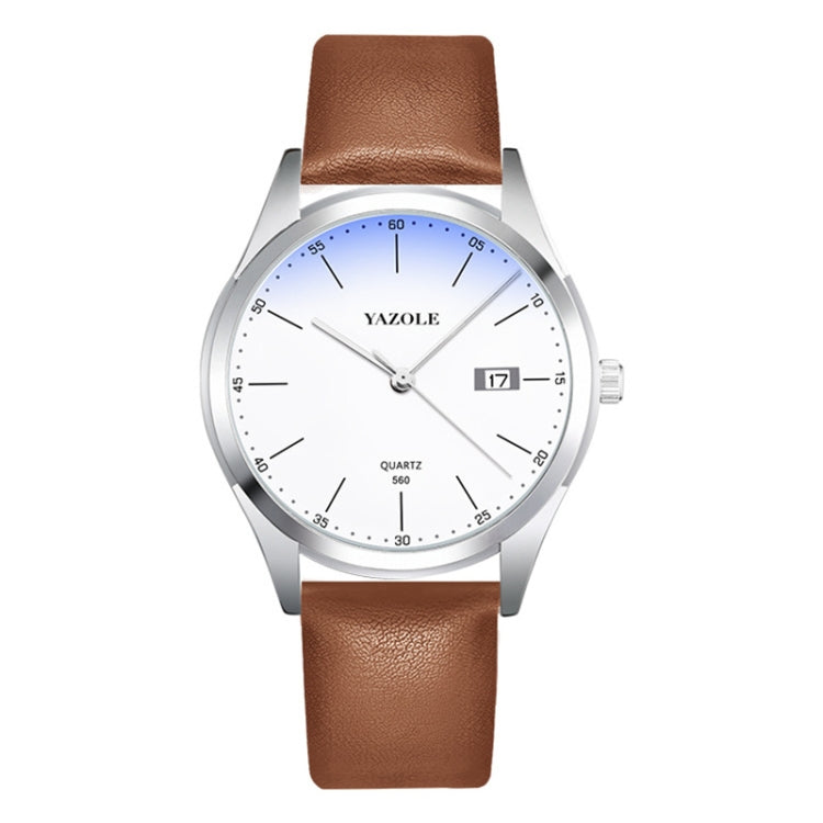 YAZOLE 560 Leather Strap Quartz Movement Waterproof Men Watch