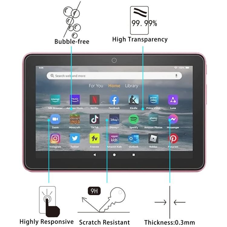 25 PCS 9H 2.5D Explosion-proof Tempered Tablet Glass Film For Amazon Kindle Fire 7 2022