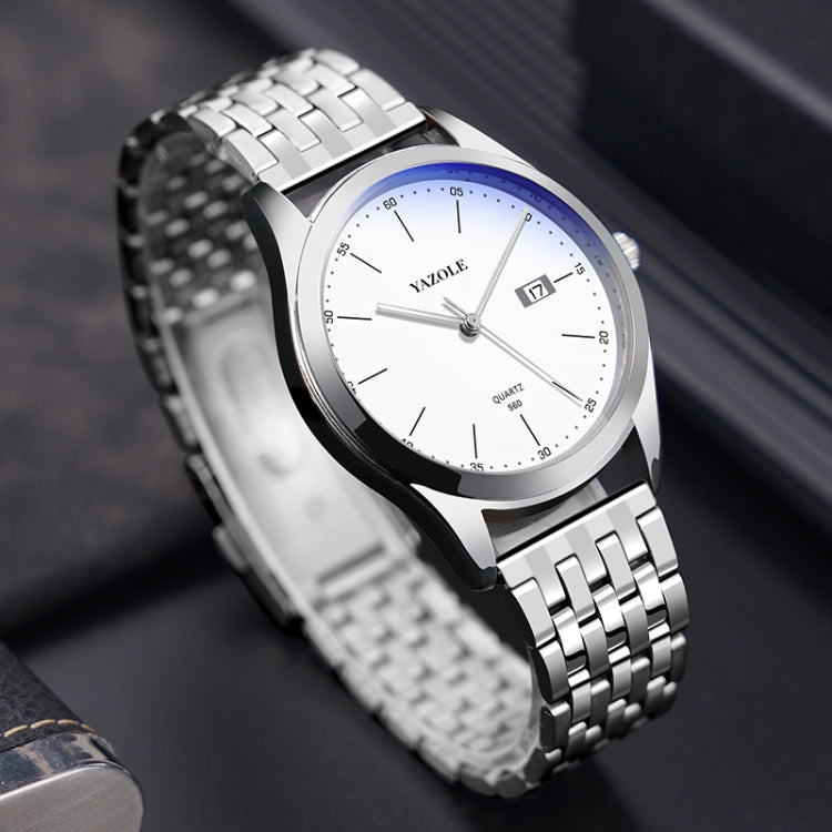 YAZOLE 560 Stainless Steel Band Quartz Movement Waterproof Men Watch
