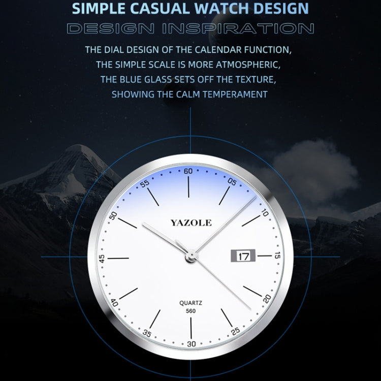 YAZOLE 560 Stainless Steel Band Quartz Movement Waterproof Men Watch