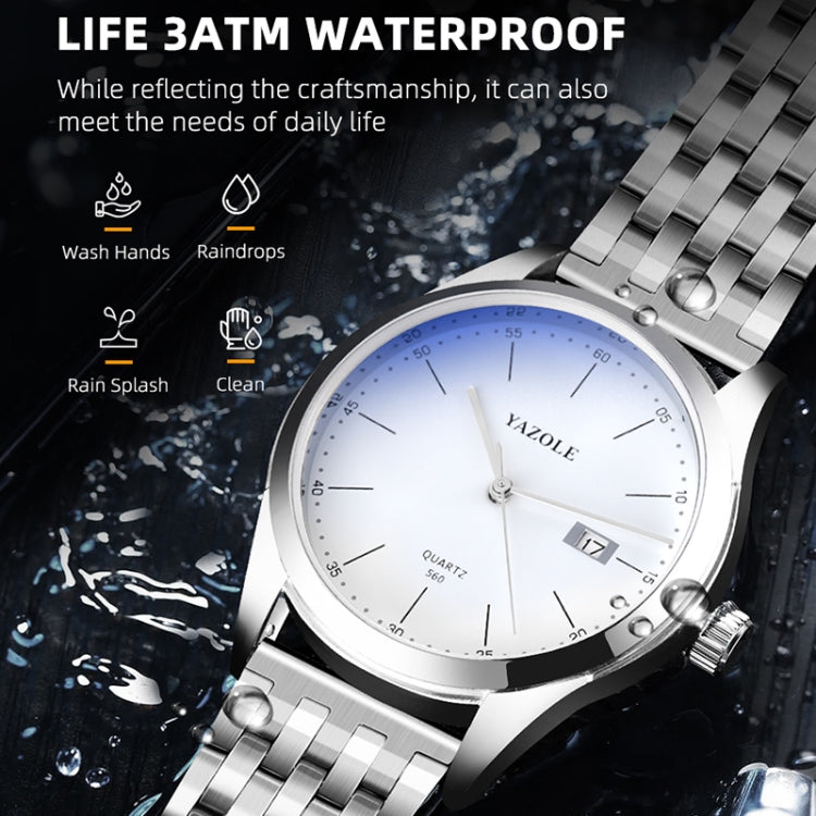 YAZOLE 560 Stainless Steel Band Quartz Movement Waterproof Men Watch