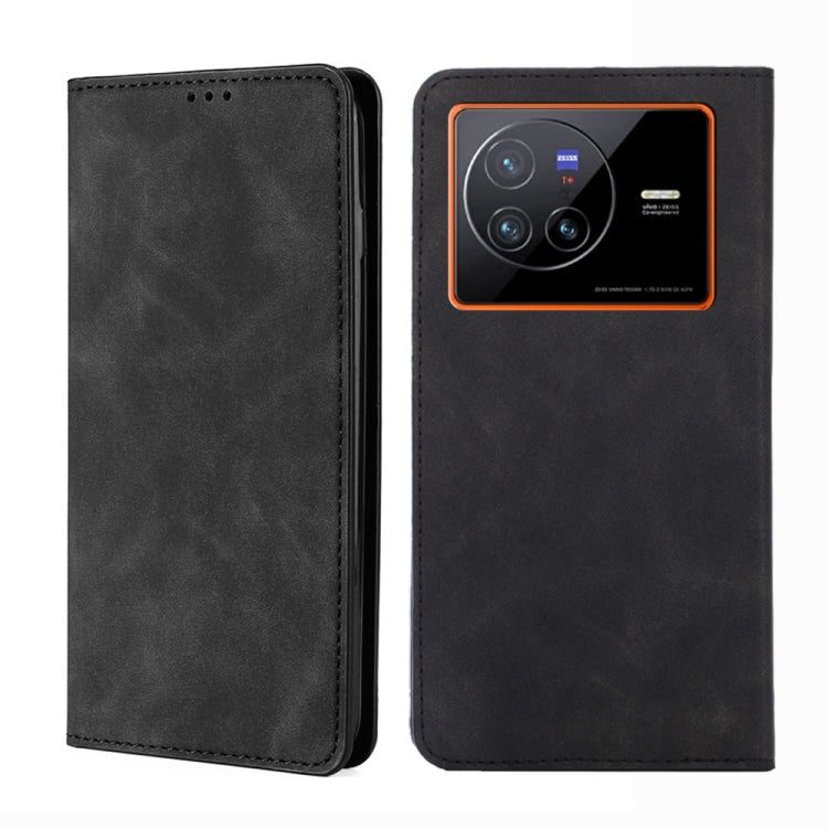 For vivo X80 Skin Feel Magnetic Horizontal Flip Leather Phone Case