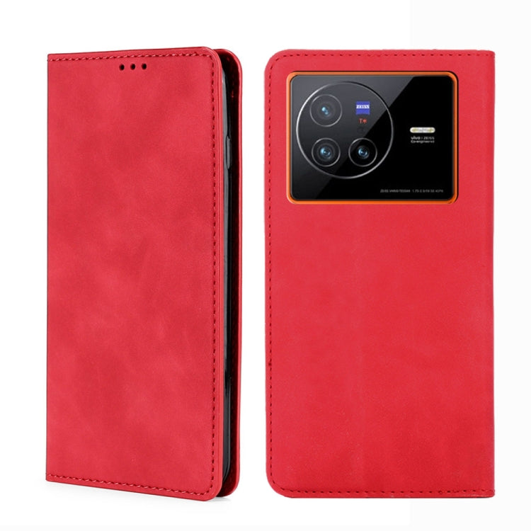 For vivo X80 Skin Feel Magnetic Horizontal Flip Leather Phone Case
