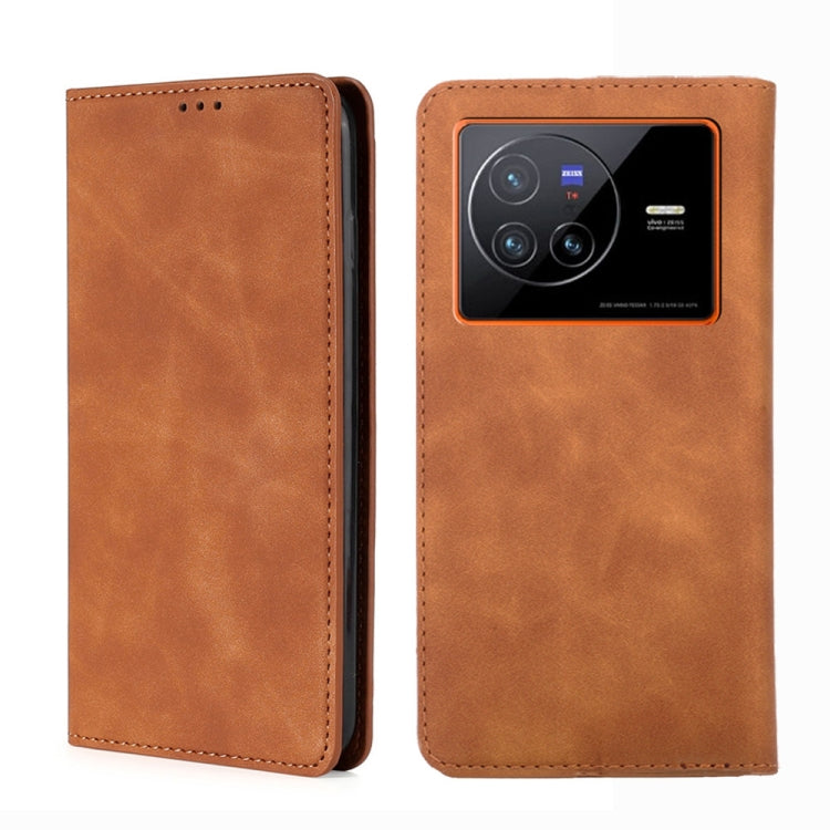 For vivo X80 Skin Feel Magnetic Horizontal Flip Leather Phone Case