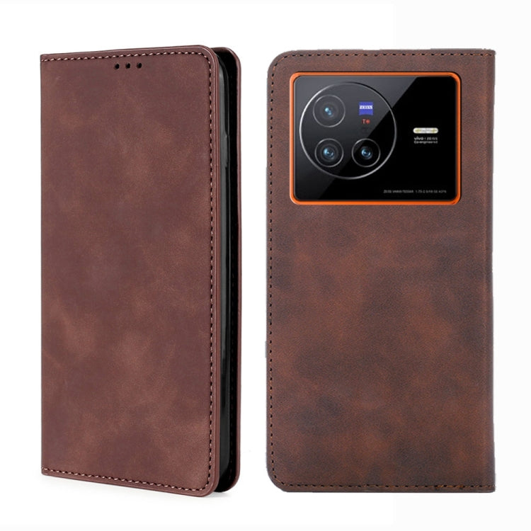 For vivo X80 Skin Feel Magnetic Horizontal Flip Leather Phone Case