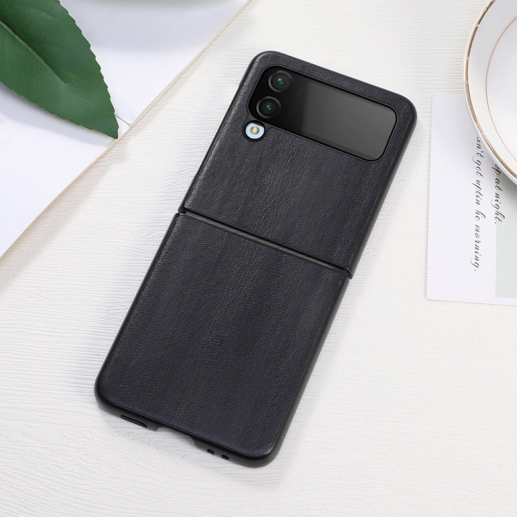 For Samsung Galaxy Z Flip4 Yellow Cow Texture PU Phone Case