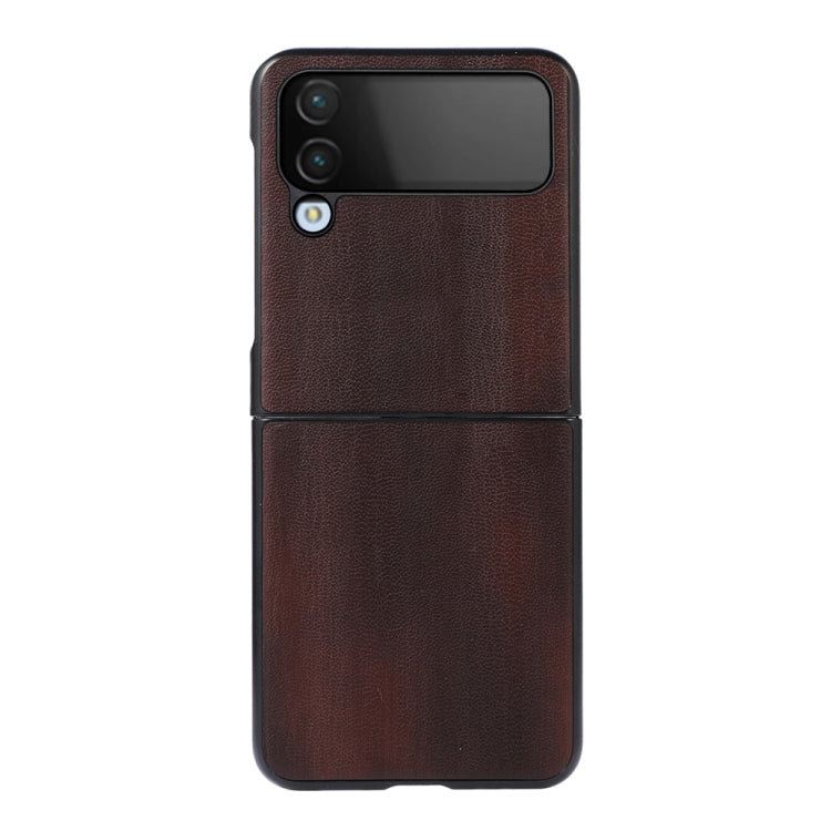 For Samsung Galaxy Z Flip4 Yellow Cow Texture PU Phone Case