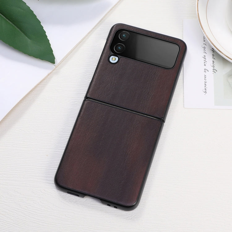 For Samsung Galaxy Z Flip4 Yellow Cow Texture PU Phone Case