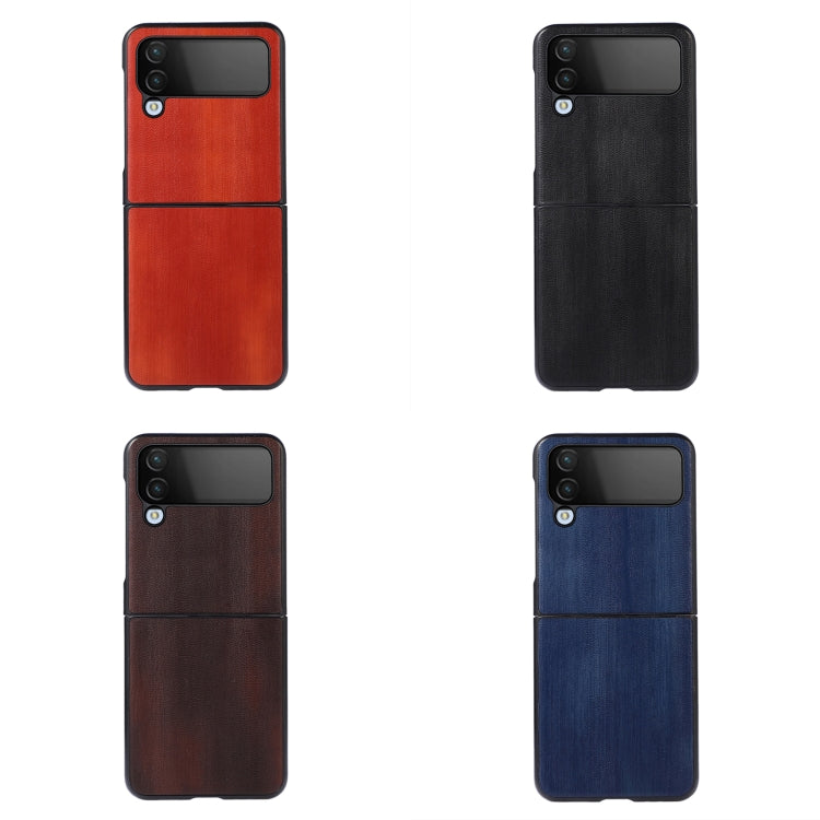 For Samsung Galaxy Z Flip4 Yellow Cow Texture PU Phone Case
