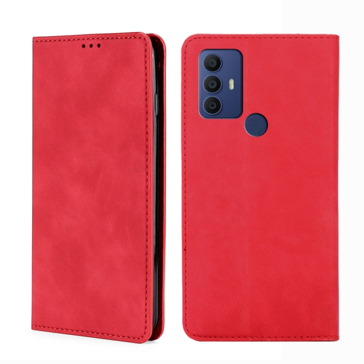 For TCL 30 SE / 306 / 305 / Aqous V6 / V6 Plus Skin Feel Magnetic Horizontal Flip Leather Phone Case