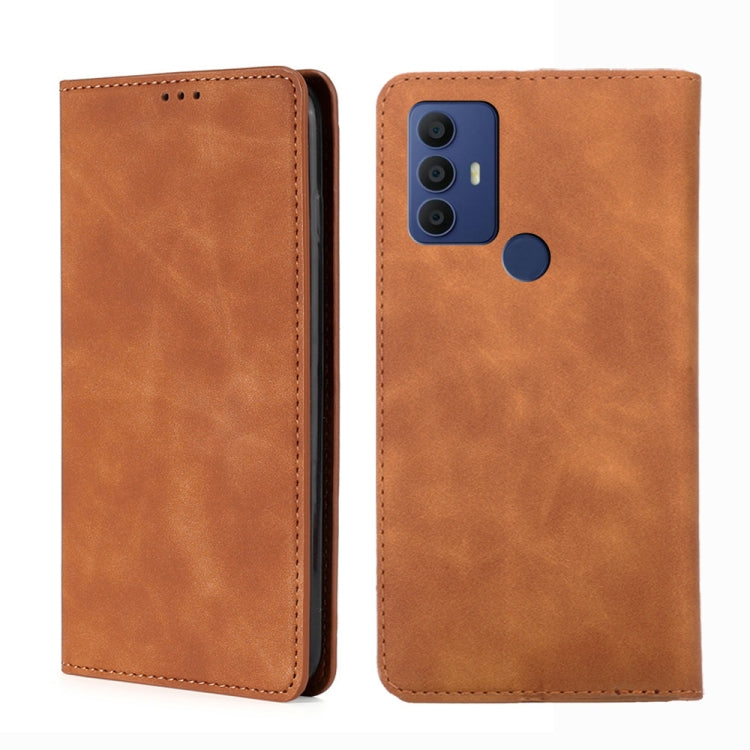 For TCL 30 SE / 306 / 305 / Aqous V6 / V6 Plus Skin Feel Magnetic Horizontal Flip Leather Phone Case