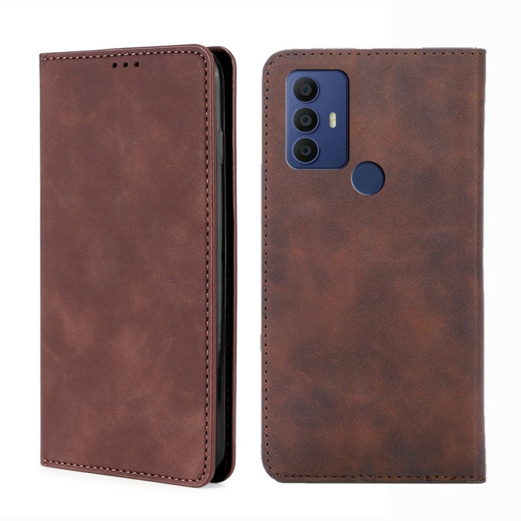 For TCL 30 SE / 306 / 305 / Aqous V6 / V6 Plus Skin Feel Magnetic Horizontal Flip Leather Phone Case