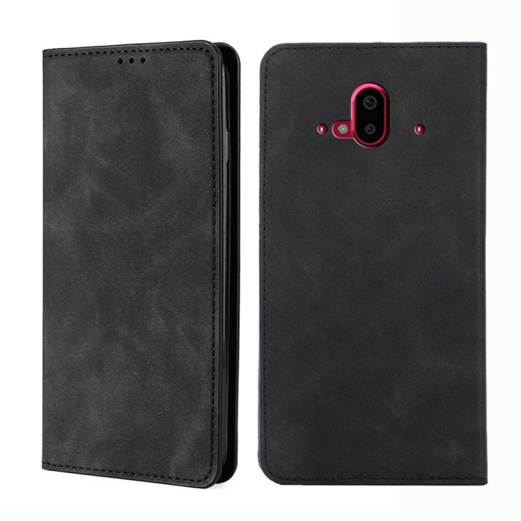 For Fujitsu Arrows F-52B Skin Feel Magnetic Horizontal Flip Leather Phone Case