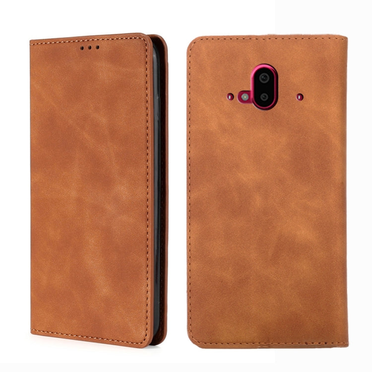 For Fujitsu Arrows F-52B Skin Feel Magnetic Horizontal Flip Leather Phone Case