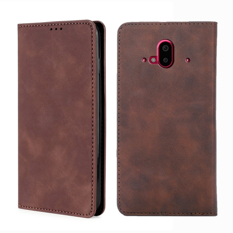 For Fujitsu Arrows F-52B Skin Feel Magnetic Horizontal Flip Leather Phone Case