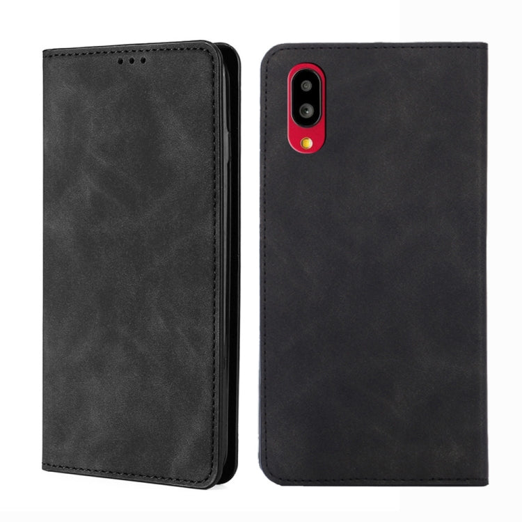 For Sharp Simple Sumaho 6 A201SH Skin Feel Magnetic Horizontal Flip Leather Phone Case