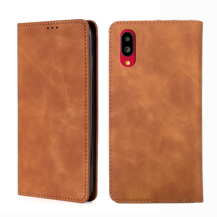 For Sharp Simple Sumaho 6 A201SH Skin Feel Magnetic Horizontal Flip Leather Phone Case